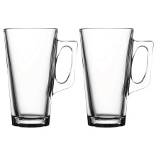 (Set of 2) 385ml Vela Glass Coffee Mugs With Handle Drinking Glass Tea Juice Tall