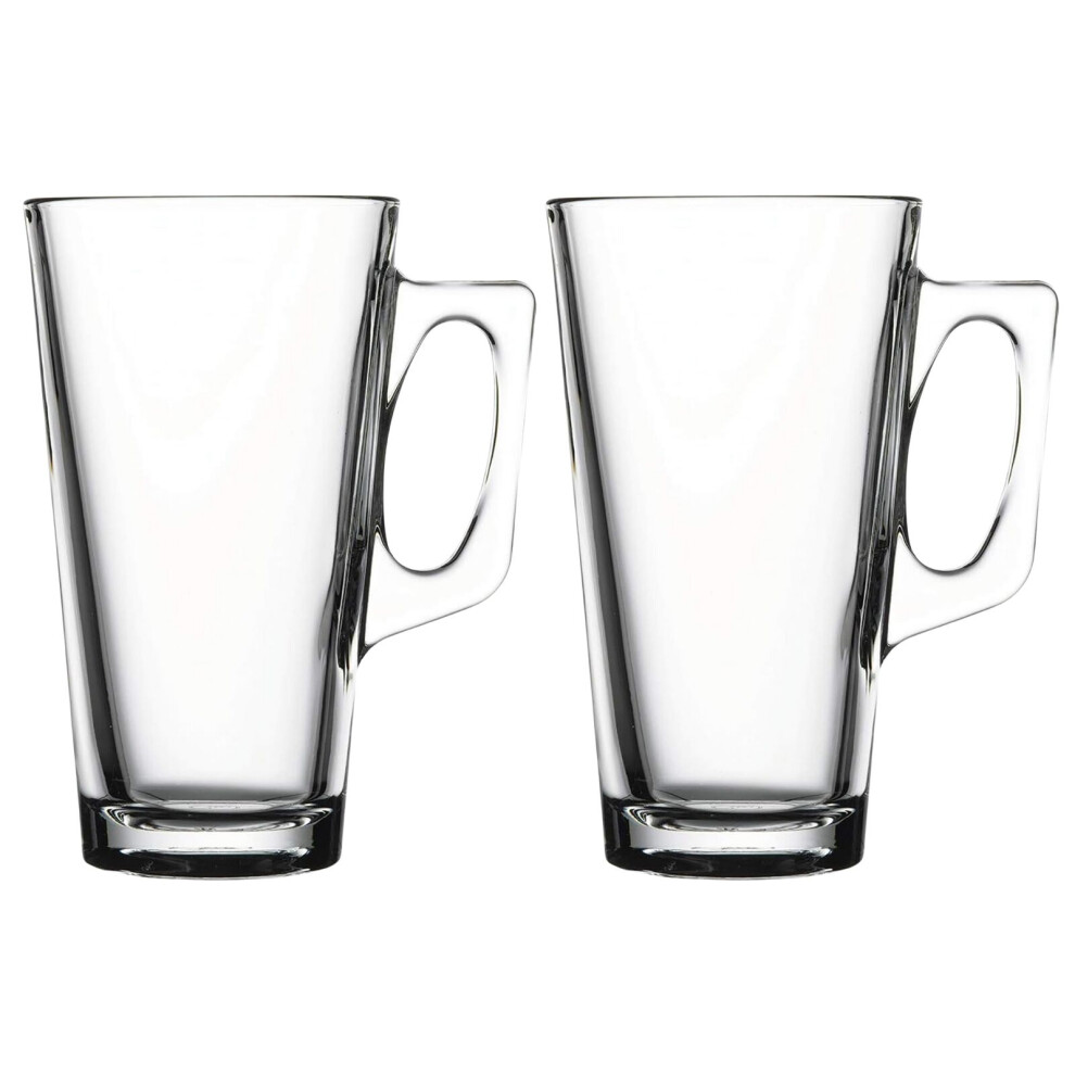 (Set of 2) 385ml Vela Glass Coffee Mugs With Handle Drinking Glass Tea Juice Tall