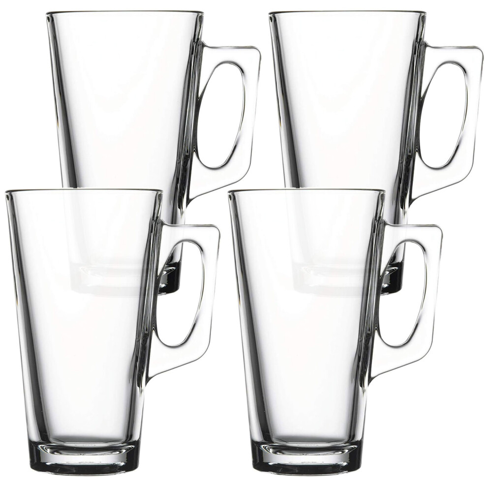 Queensway Home & Dinning (Set Of 4) 385Ml Vela Glass Coffee Mugs With Handle Drinking Glass Tea Juice Tall