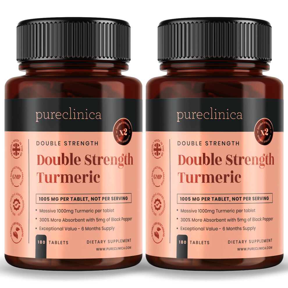 Double Strength Turmeric - 1000mg x 360 tablets (2 bottles of 180)