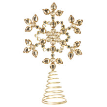 (Design 1 - Gold) Christmas Tree Topper Snowflake Gold Silver Sparkle Stone Xmas Treetop Ornaments