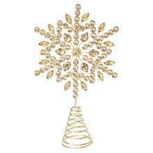 (Design 2 - Gold) Christmas Tree Topper Snowflake Gold Silver Sparkle Stone Xmas Treetop Ornaments