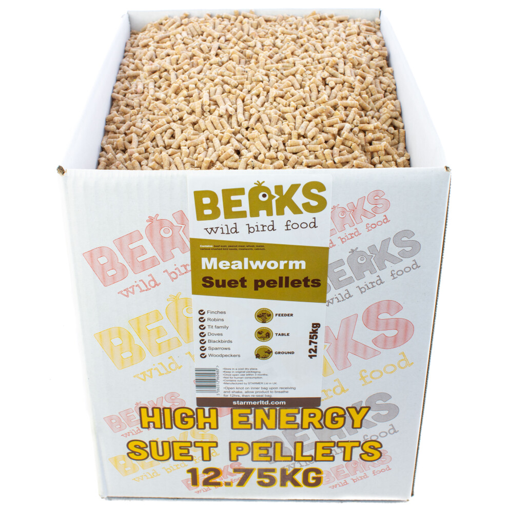 Beaks Wild Bird Food Mealworm Suet Pellets - 12.75Kg
