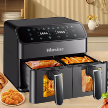 12L Dual Zone Digital Air Fryer Oven Oil-Free Low-Fat Cooker with 100 Cooking Trays, Large Capacity