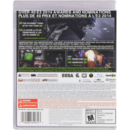Alien Isolation Nostromo Edition PS3 Game 1