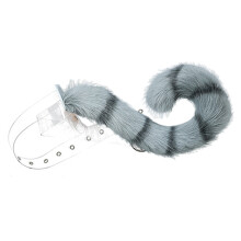 (grey) Faux Fur Cat Tiger Dog Tail for Halloween Christmas Party Costume