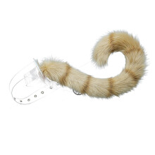 (Beige) Faux Fur Cat Tiger Dog Tail for Halloween Christmas Party Costume
