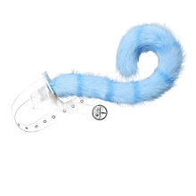 (sky blue) Faux Fur Cat Tiger Dog Tail for Halloween Christmas Party Costume