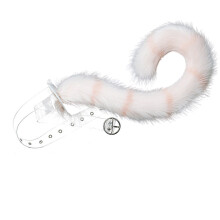 (Shallow powder) Faux Fur Cat Tiger Dog Tail for Halloween Christmas Party Costume