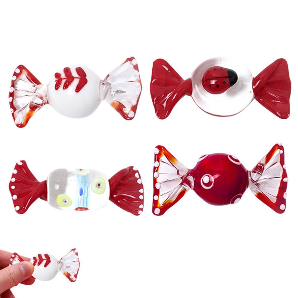 Ornament (Style2) 4Pcs Handmade Vintage Glass Sweets Glass Candy Ornaments For Home Party Wedding Xmas Festival Decorations Gift