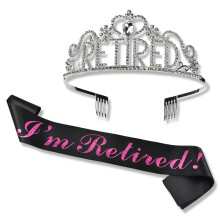 (Style 4) Retirement Decorations Party Sash and Crown for Women Set, Christmas/Retirement Gift for Her