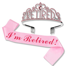 (Style 2) Retirement Decorations Party Sash and Crown for Women Set, Christmas/Retirement Gift for Her