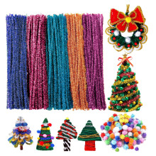 (Style 2) 500 Pieces Pipe Cleaners, Christmas Glitter Pipe Cleaners, for Creative Christmas Decoration Supplies Arts and Crafts Project