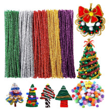 (Style 1) 500 Pieces Pipe Cleaners, Christmas Glitter Pipe Cleaners, for Creative Christmas Decoration Supplies Arts and Crafts Project