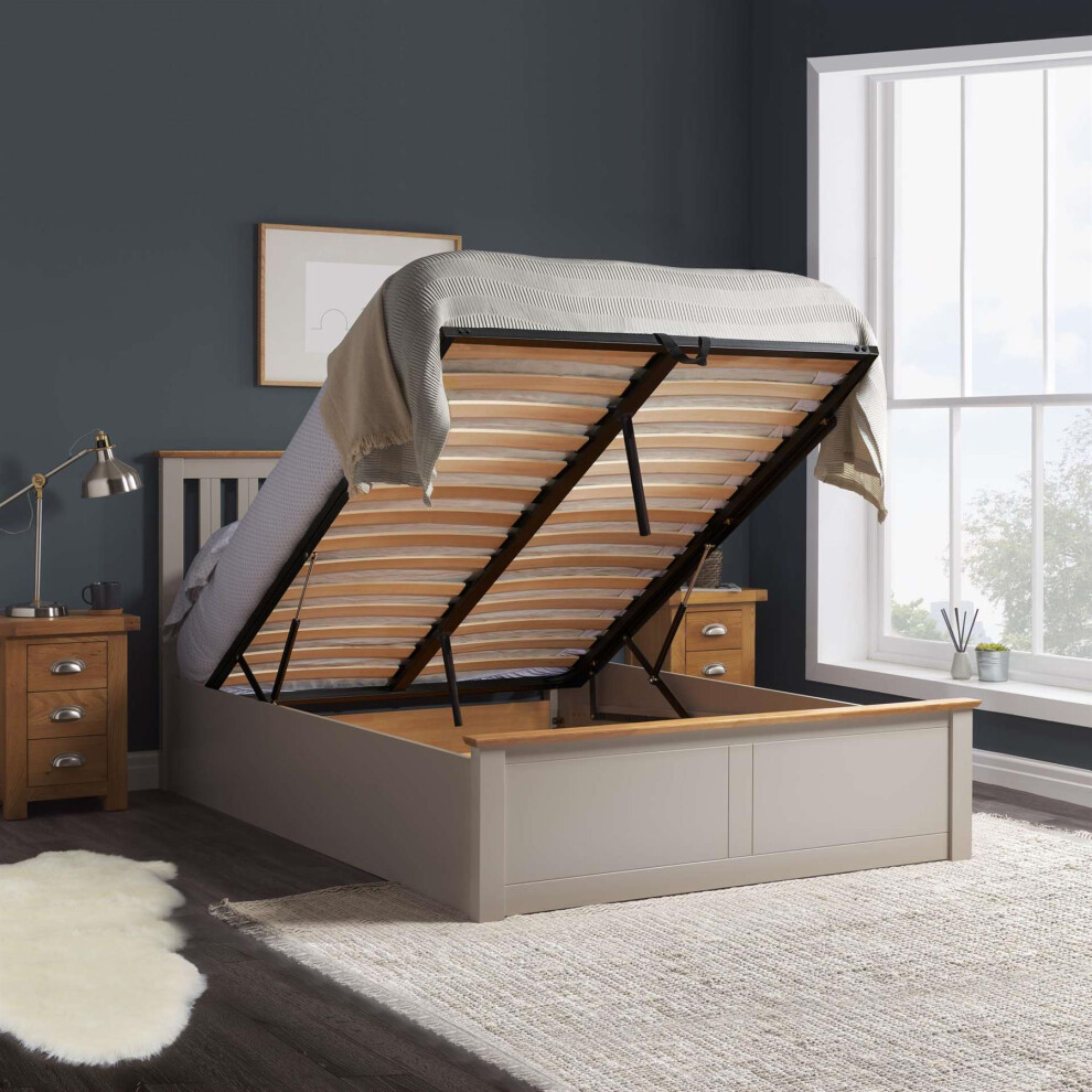 Birlea Pearl Wood King Ottoman Bed And Mattress Bundle Phoenix Nebula 150Cm 5Ft Grey