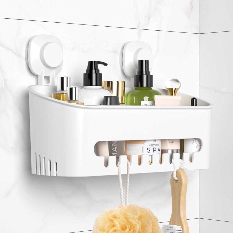 Venisymlis Shower Caddy, Suction Cup Shower Caddy No Drilling Removable Shower Organizer Powerful Suction Bathroom Shower Storage Max Hold 22Lbs
