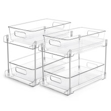 2 Pack Under Sink Organizer, 2 Tier Bathroom Storage Organizer, Pull-Out Organization With Track For Pantry, Kitchen