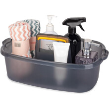 Bathroom Organizer And Storage, Cleaning Supplies Portable Shower Basket With Handles For Bedroom, Bathroom, College Dorm, Sink, Transparent Gray