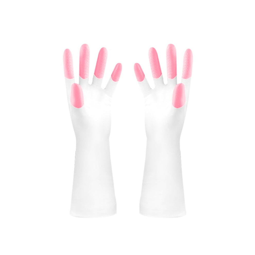 Dishwashing Waterproof Rubber Cleaning Gloves, 1 Pair Of Non-Latex Household Gloves For Dishwashing Laundry, White-image-OPC-PFPVYGM-NEW