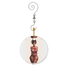 (Sexy Christmas Gift Bondage Girl In Brown Hair_9123) Christmas Ornaments Ceramic with Crystal Hook Xmas Handmade Tree Decorations Keepsake Gifts Stocking Stuffer