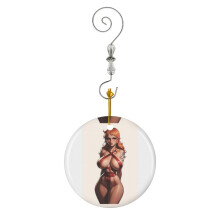 (Sexy Christmas Gift Bondage Girl In Orange Hair_9798) Christmas Ornaments Ceramic with Crystal Hook Xmas Handmade Tree Decorations Keepsake Gifts Stocking Stuffer