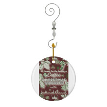 (Rustic Green - Coffee, Christmas Cookies, And Hallmark Channel Magic_5439) Christmas Ornaments Ceramic with Crystal Hook Xmas Handmade Tree Decorations Keepsake Gifts Stocking Stuffer