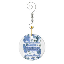 (Rustic Blue - Coffee, Christmas Cookies, And Hallmark Channel Magic_5437) Christmas Ornaments Ceramic with Crystal Hook Xmas Handmade Tree Decorations Keepsake Gifts Stocking Stuffer