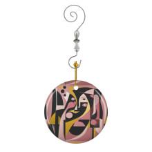 (Pink, Black, And Yellow Abstract Painting_2019) Christmas Ornaments Ceramic with Crystal Hook Xmas Handmade Tree Decorations Keepsake Gifts Stocking Stuffer