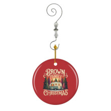 (Personalized Brown Family Christmas Camper Outdoor Christmas Trees_535) Christmas Ornaments Ceramic with Crystal Hook Xmas Handmade Tree Decorations Keepsake Gifts Stocking Stuffer