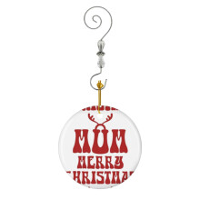(Merry Christmas , Merry Christmas Mum, Grey Christmas_5965) Christmas Ornaments Ceramic with Crystal Hook Xmas Handmade Tree Decorations Keepsake Gifts Stocking Stuffer