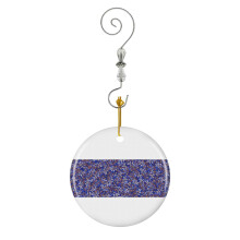 (Mistletoe, Brown On Blue_6764) Christmas Ornaments Ceramic with Crystal Hook Xmas Handmade Tree Decorations Keepsake Gifts Stocking Stuffer