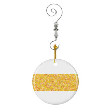 (Mistletoe, Yellow Version_6787) Christmas Ornaments Ceramic with Crystal Hook Xmas Handmade Tree Decorations Keepsake Gifts Stocking Stuffer