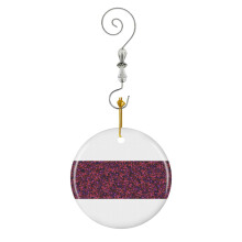 (Mistletoe, Orange On Purple_6776) Christmas Ornaments Ceramic with Crystal Hook Xmas Handmade Tree Decorations Keepsake Gifts Stocking Stuffer