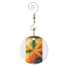 (Marijuana Leaves Painting - Orange Bliss_1621) Christmas Ornaments Ceramic with Crystal Hook Xmas Handmade Tree Decorations Keepsake Gifts Stocking Stuffer