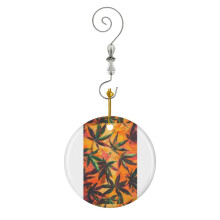 (Marijuana Leaves Painting - Orange Kush_1607) Christmas Ornaments Ceramic with Crystal Hook Xmas Handmade Tree Decorations Keepsake Gifts Stocking Stuffer