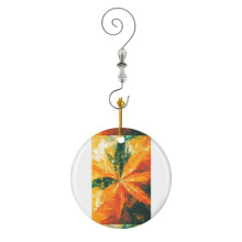(Marijuana Leaves Painting - Orange Bliss_1621) Christmas Ornaments Ceramic with Crystal Hook Xmas Handmade Tree Decorations Keepsake Gifts Stocking Stuffer