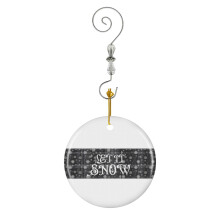(Let It Snow Grey And White Christmas Holiday_958) Christmas Ornaments Ceramic with Crystal Hook Xmas Handmade Tree Decorations Keepsake Gifts Stocking Stuffer