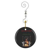 (I RUN ON COFFEE And Christmas Cheer_2546) Christmas Ornaments Ceramic with Crystal Hook Xmas Handmade Tree Decorations Keepsake Gifts Stocking Stuffer