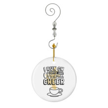 (I Run On Coffee And Christmas Cheer -_3153) Christmas Ornaments Ceramic with Crystal Hook Xmas Handmade Tree Decorations Keepsake Gifts Stocking Stuffer