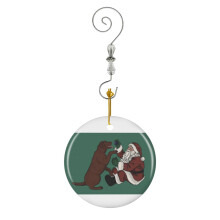 (Hello Santa Chocolate Lab_9937) Christmas Ornaments Ceramic with Crystal Hook Xmas Handmade Tree Decorations Keepsake Gifts Stocking Stuffer