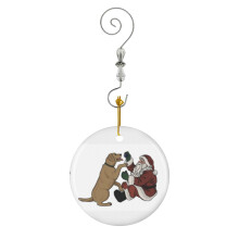 (Hello Santa Yellow Lab_9939) Christmas Ornaments Ceramic with Crystal Hook Xmas Handmade Tree Decorations Keepsake Gifts Stocking Stuffer