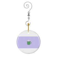 (Hot Chocolate With Cream And Marshmallows_4574) Christmas Ornaments Ceramic with Crystal Hook Xmas Handmade Tree Decorations Keepsake Gifts Stocking Stuffer