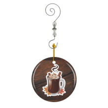 (Hot Chocolate Cup_8576) Christmas Ornaments Ceramic with Crystal Hook Xmas Handmade Tree Decorations Keepsake Gifts Stocking Stuffer