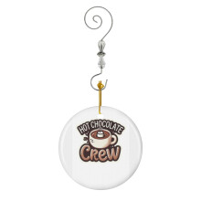 (Hot Chocolate Crew Cozy Winter_473) Christmas Ornaments Ceramic with Crystal Hook Xmas Handmade Tree Decorations Keepsake Gifts Stocking Stuffer