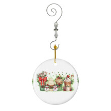 (Holiday Brew Bliss - Coffee Hot Chocolate Christmas_5352) Christmas Ornaments Ceramic with Crystal Hook Xmas Handmade Tree Decorations Keepsake Gifts Stocking Stuffer