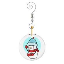 (Funny Snowman Holding A Coffee Cup, New Year And Merry Christmas_8571) Christmas Ornaments Ceramic with Crystal Hook Xmas Handmade Tree Decorations Keepsake Gifts Stocking Stuffer