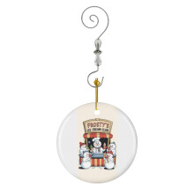 (Frosty's Ice Cream Club Design_3956) Christmas Ornaments Ceramic with Crystal Hook Xmas Handmade Tree Decorations Keepsake Gifts Stocking Stuffer