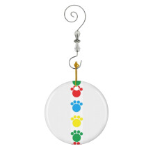 (Dog Twister Colorful Red Blue Yellow Green Paw Print_392) Christmas Ornaments Ceramic with Crystal Hook Xmas Handmade Tree Decorations Keepsake Gifts Stocking Stuffer