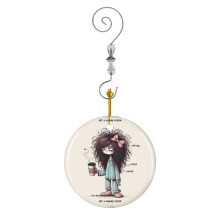 (Cute Nightmare Before Coffee Halloween_2120) Christmas Ornaments Ceramic with Crystal Hook Xmas Handmade Tree Decorations Keepsake Gifts Stocking Stuffer