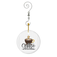 (Coffee Gives Me Energy, But You Are My Inspiration_783) Christmas Ornaments Ceramic with Crystal Hook Xmas Handmade Tree Decorations Keepsake Gifts Stocking Stuffer